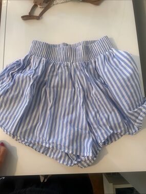 Lioness Blue and White Striped High-Waist Shorts